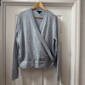 J.Crew pale blue Shimmering Lurex Knit Wrap Sweater size XL